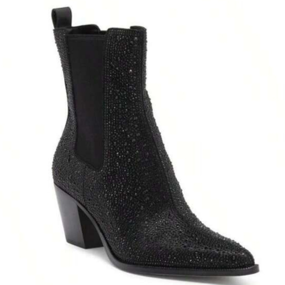 Dolce Vita Shadie Crystal Chelsea Boot In Black Metallic Crystal Designer #73